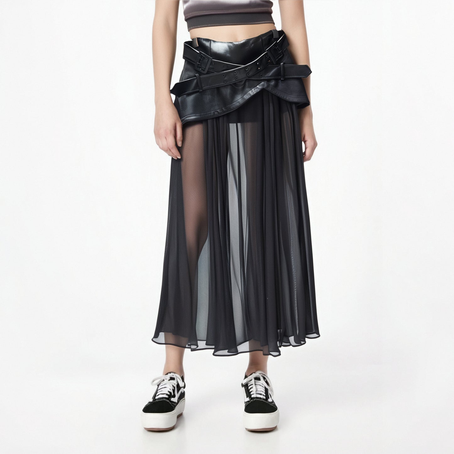 Faux Leather Umbrella skirt