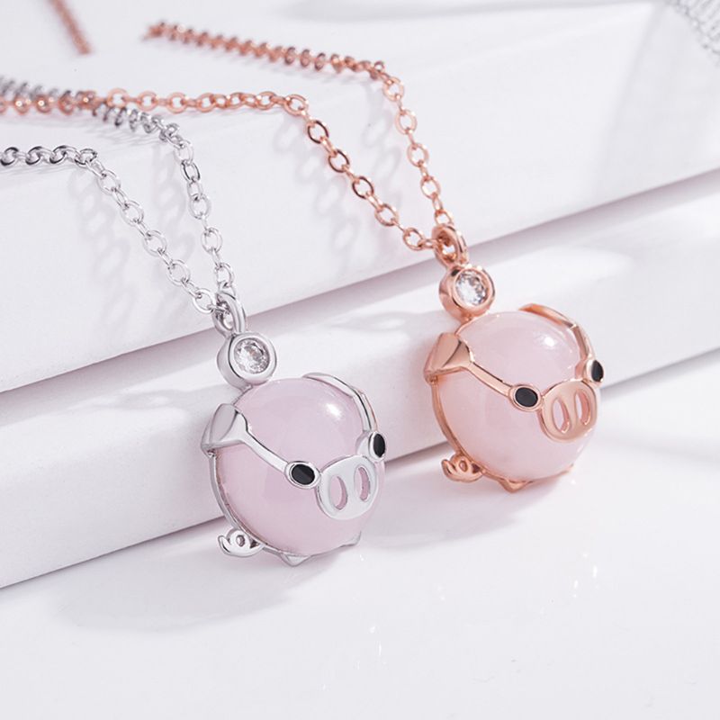 Cute Rose Gold Piggy Necklace