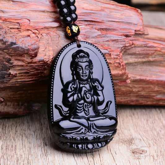 Black Obsidian Buddha Necklace