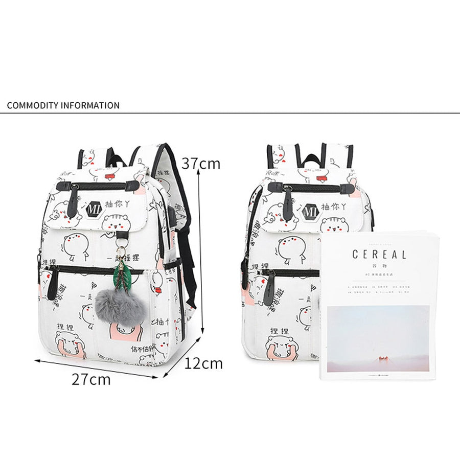 Kawaii Backpack 3 Pcs/set & USB Charging