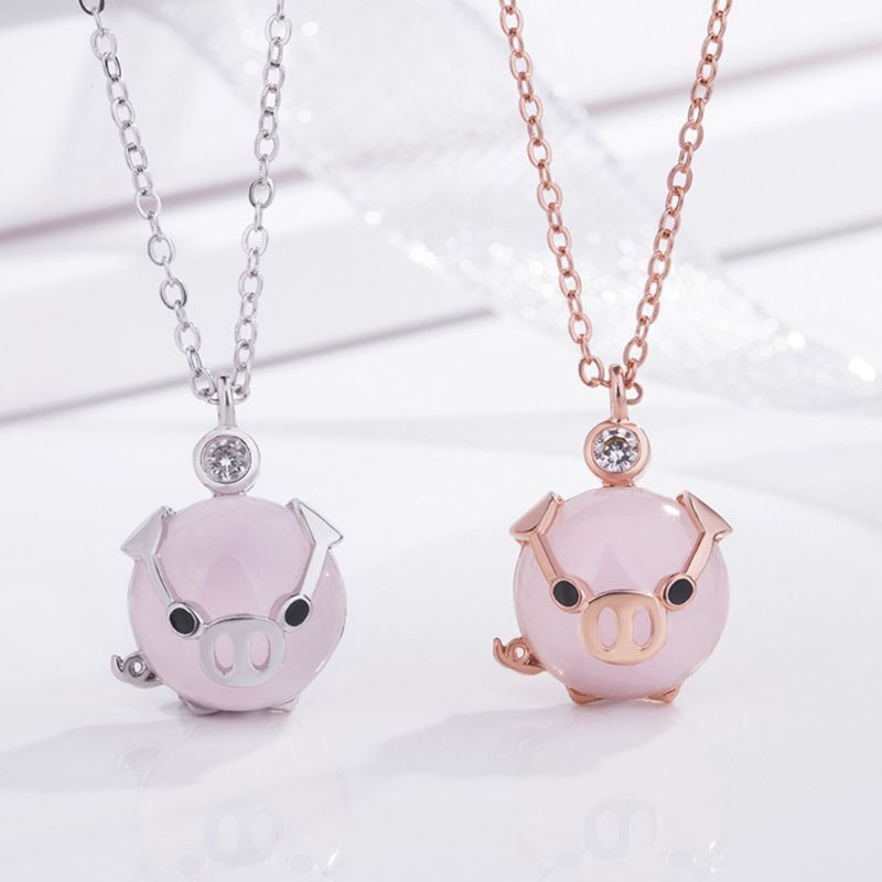 Cute Rose Gold Piggy Necklace