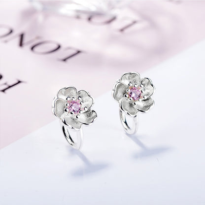 Cherry Blossom Flower Clip on Earrings