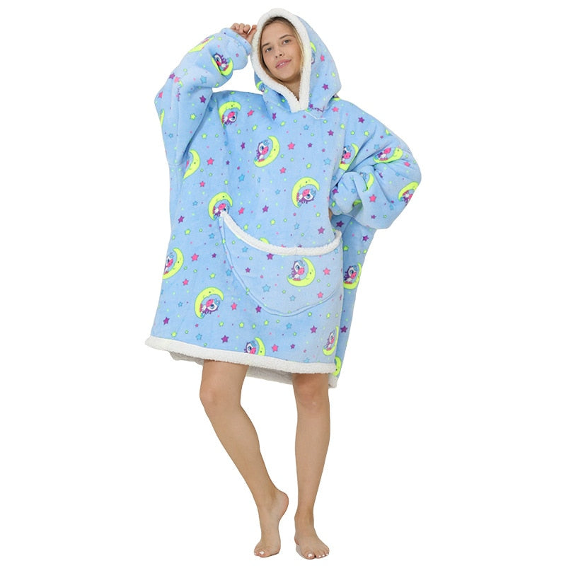 Homewear Plush Fleece Sherpa Blanket  Girls Sleepwear Homewear Fleece Warm Sherpa Blanket