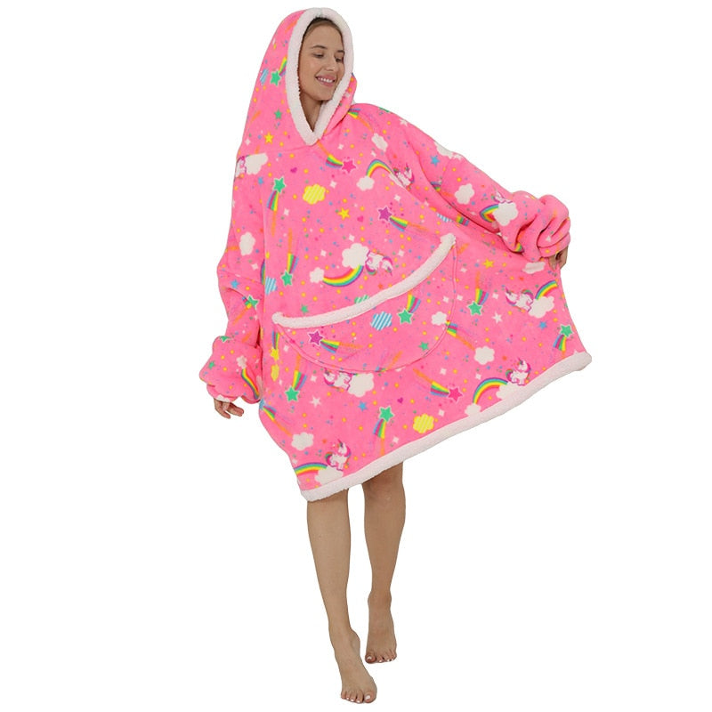 Homewear Plush Fleece Sherpa Blanket  Girls Sleepwear Homewear Fleece Warm Sherpa Blanket