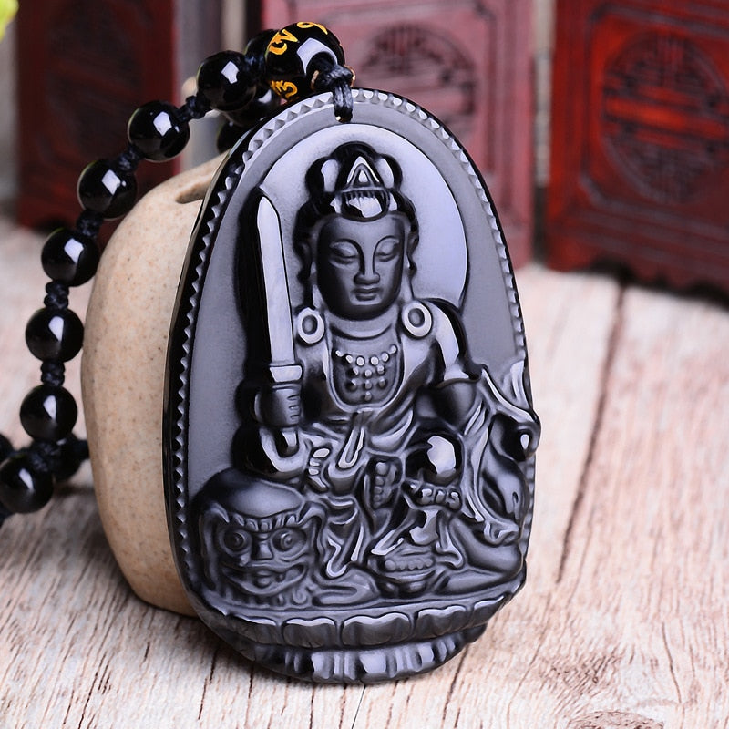 Black Obsidian Buddha Necklace