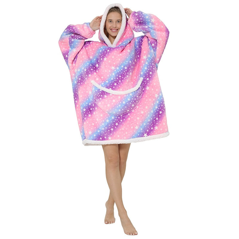 Homewear Plush Fleece Sherpa Blanket  Girls Sleepwear Homewear Fleece Warm Sherpa Blanket