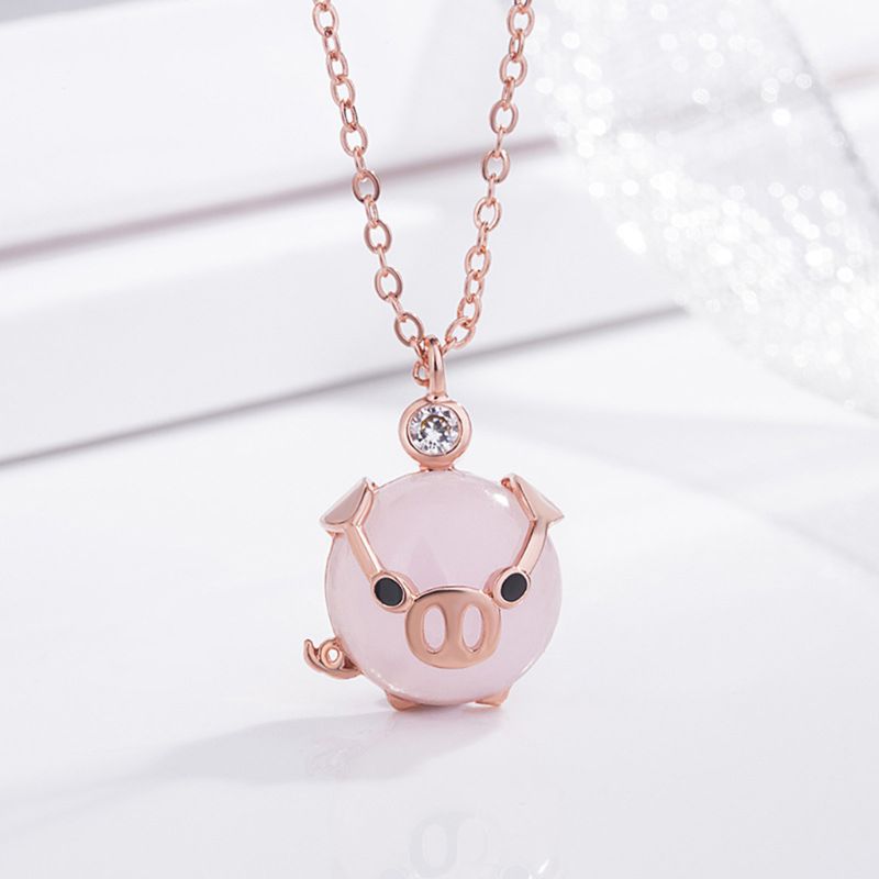 Cute Rose Gold Piggy Necklace