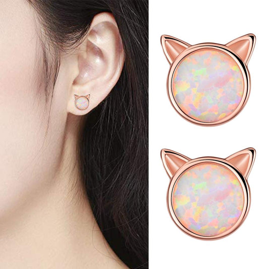 Silver Plated Cats Ear Studs