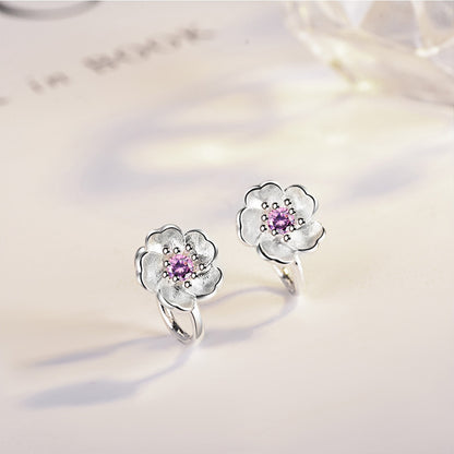 Cherry Blossom Flower Clip on Earrings