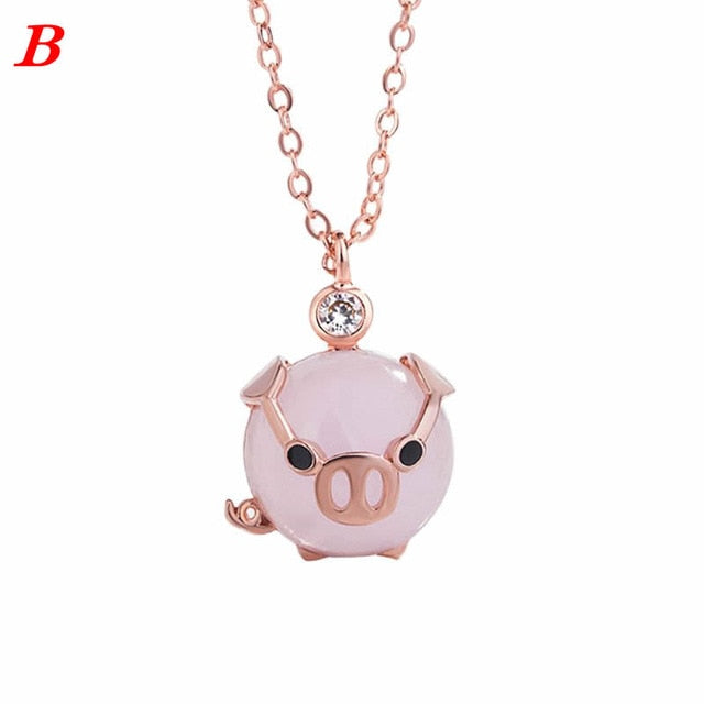 Cute Rose Gold Piggy Necklace