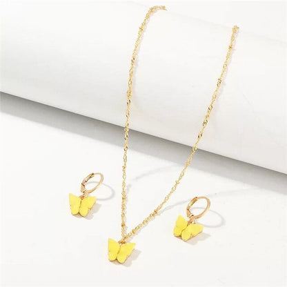 2pcs/set Acrylic Butterfly Pendant & Necklace
