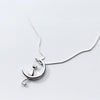 Silver Moon Cat Necklace