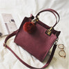 SUPERPLUSH - Suede Leather Handbag w/ Fur Ball