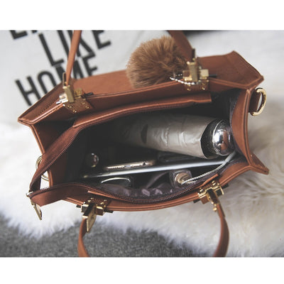 SUPERPLUSH - Suede Leather Handbag w/ Fur Ball